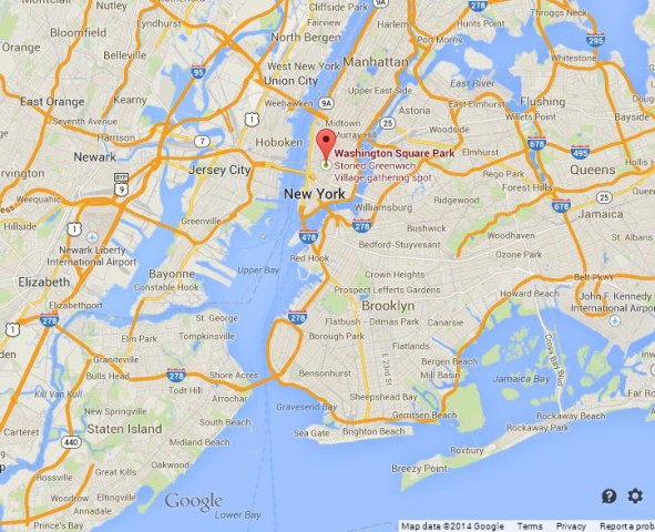 location Washington Square Park on Map of NYC