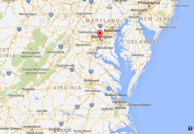 location Arlington on map of Virginia
