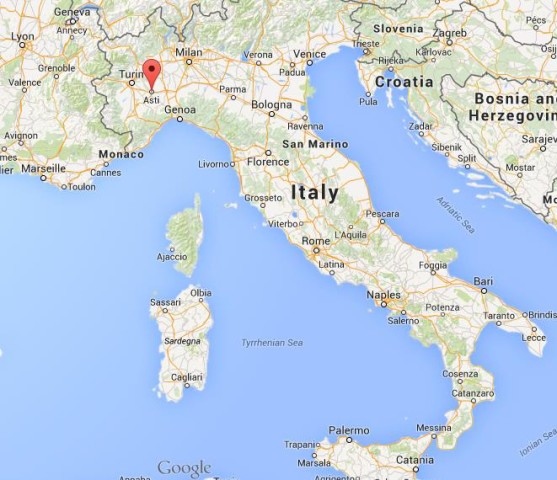 location Asti on map Italy