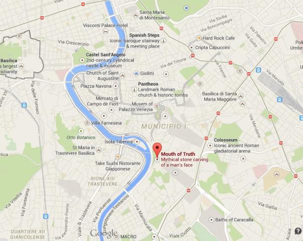 location Bocca della Verita on map of Rome