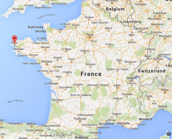 location Brest on map of France