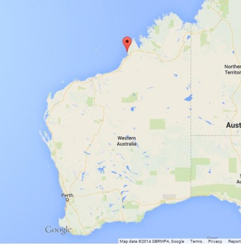location Broome on map of Western Australia
