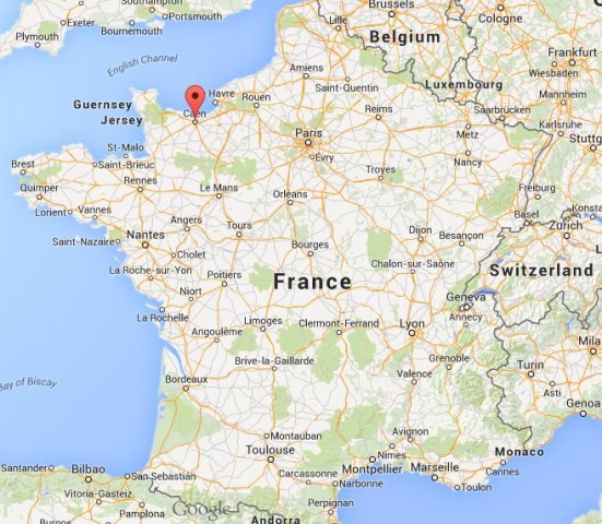 location Caen on map France