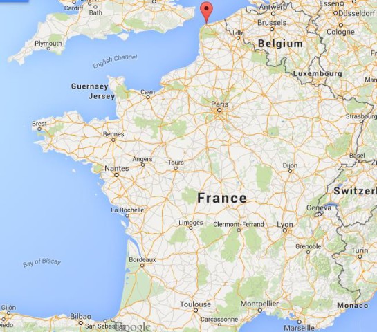 location Calais on map France