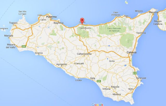 Location Cefalu on map Sicily