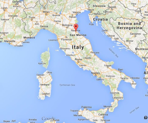 location Cesena on map of Italy