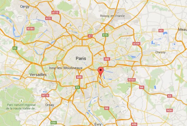 location Creteil on map Paris