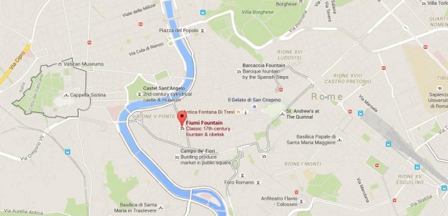 location Fontana dei Quattro Fiumi on map Rome