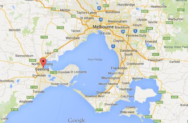 location of Geelong on map of Melbourne area