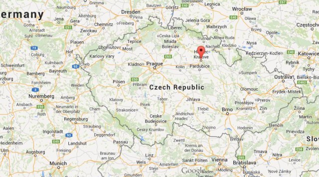 location Hradec Kralove on map Czech Republic
