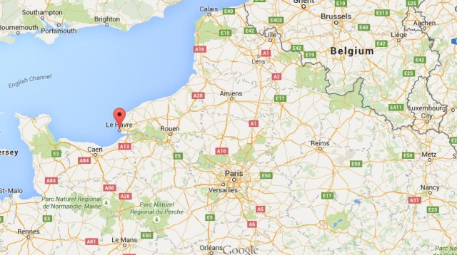 location Le Havre on map of north France