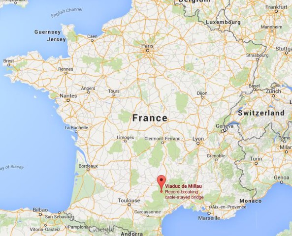 location Millau on map of France