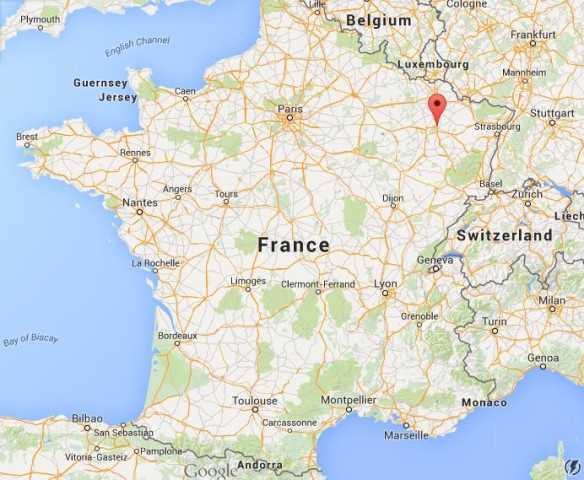 location Nancy on map of France