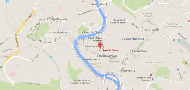 location Palazzo Pamphili on map Rome