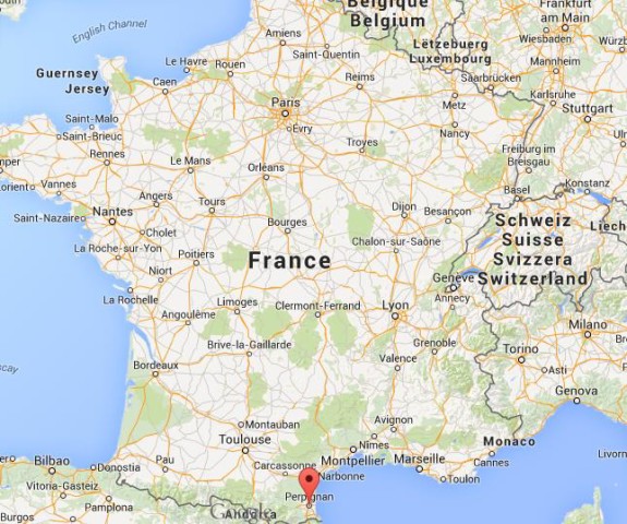 location Perpignan on map of France