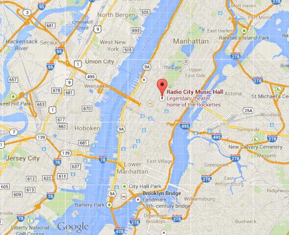 location Radio City Music Hall map NY