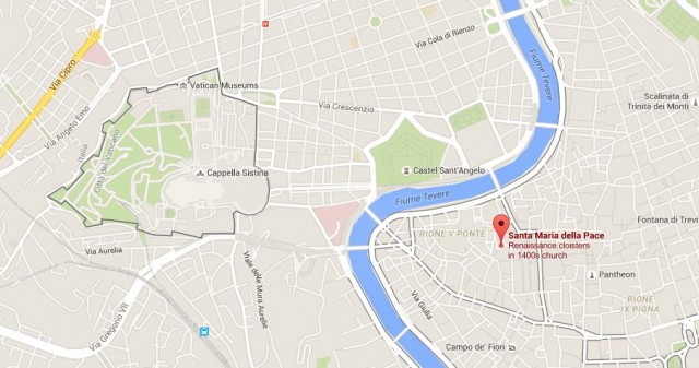 location Santa Maria della Pace Church on map Rome