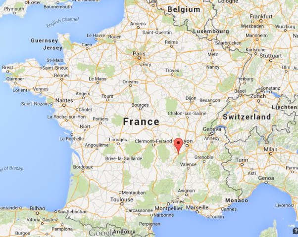 location St Etienne on map of France