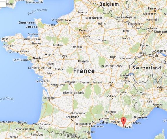location Toulon on map of France