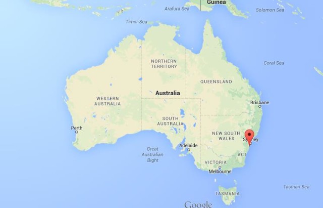 location Wollongong on map Australia