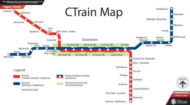 Map of Calgary trains