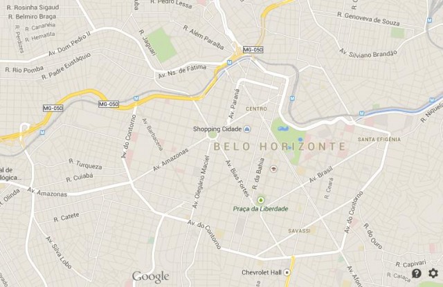 Map of Belo Horizonte Brazil