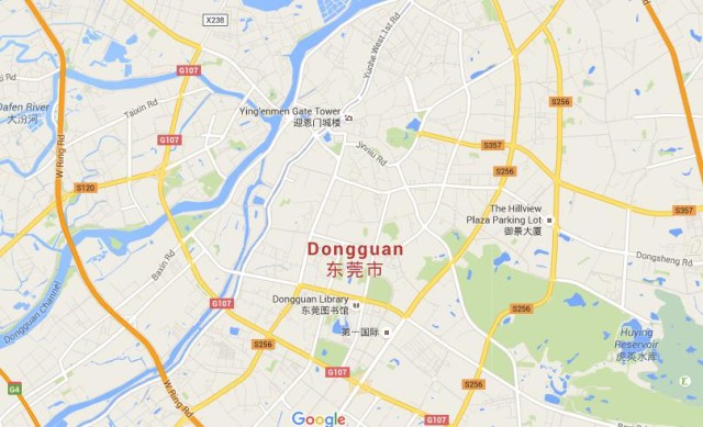 Map of Dongguan China