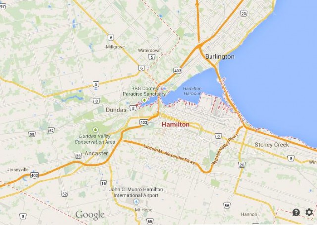 Hamilton Canada map