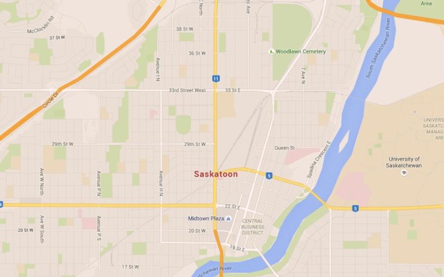 Map of Saskatoon Canada