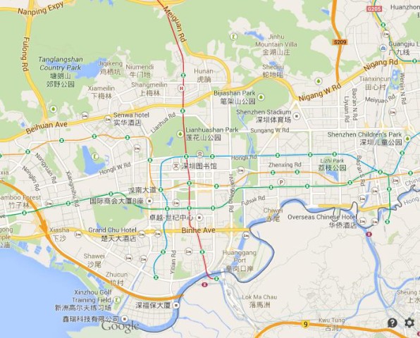 Map of Shenzhen China