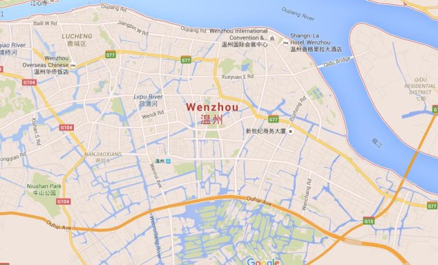 Map of Wenzhou China