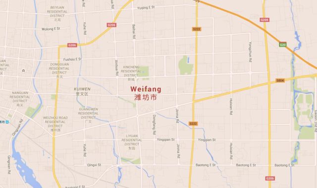 Map of f Weifang China