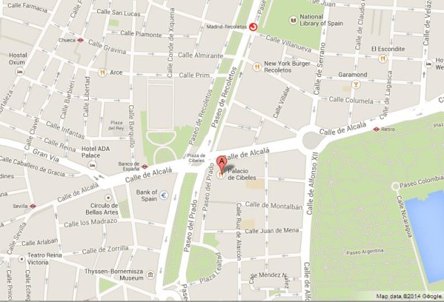 location Plaza Cibeles on Map of Madrid