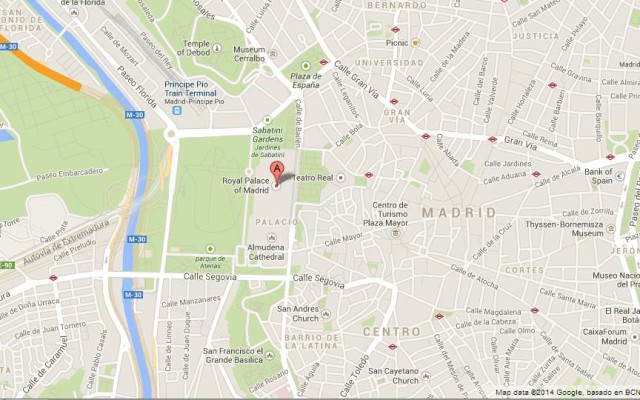 location Royal Palace on Map of Madrid