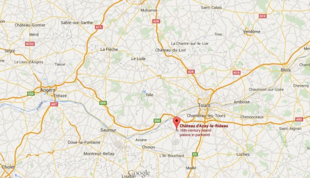 location Azay-le-Rideau on map Tours