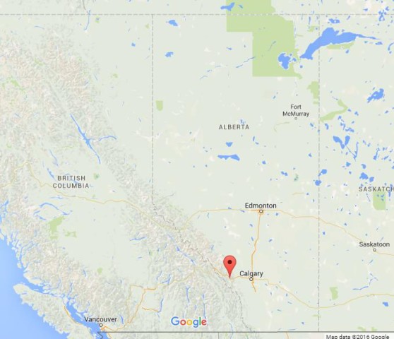 location Canmore on map of Alberta