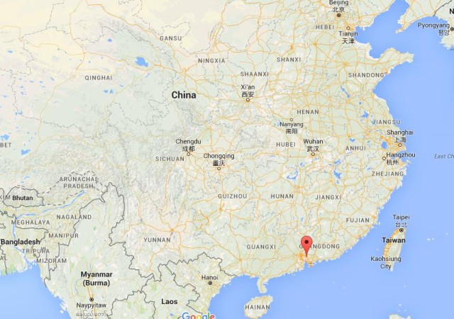 location Dongguan on map China