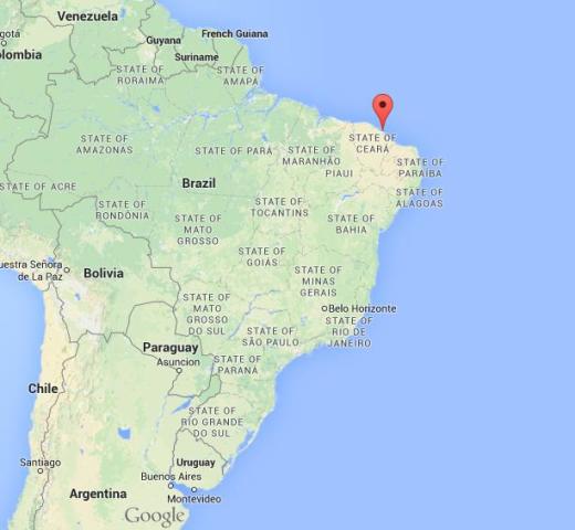 location Fortaleza on map of Brazil