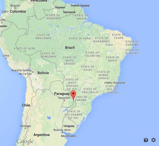location Foz Iguaçu on map of Brazil
