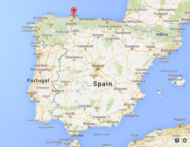 location Gijon on map of Spain