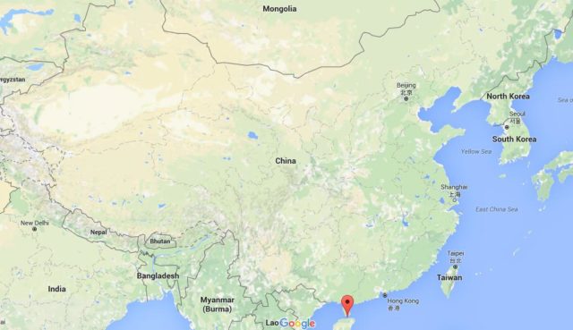 Location Haikou on map China