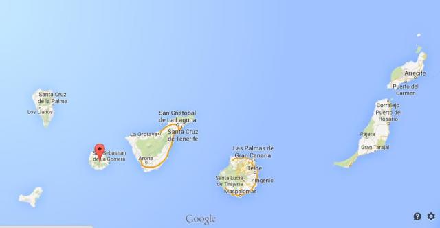 location La Gomera on map of Canary Islands