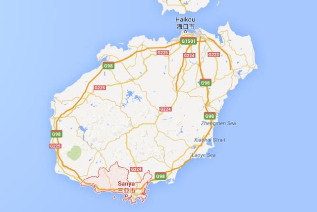 location Sanya on map of Hainan