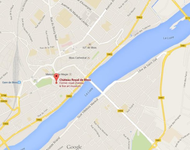 location castle on map of Blois