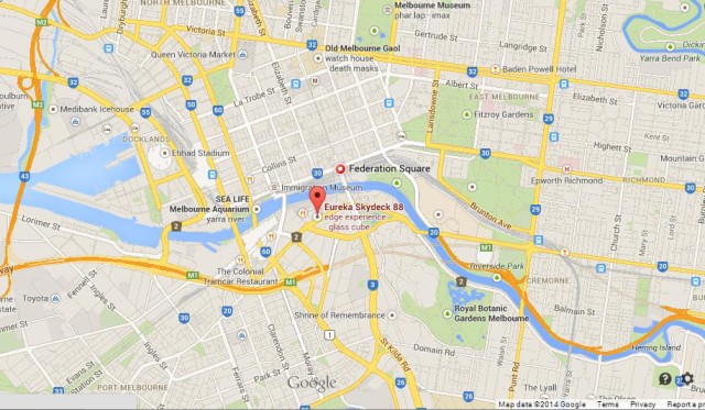 location Eureka Tower on Map of Melbourne