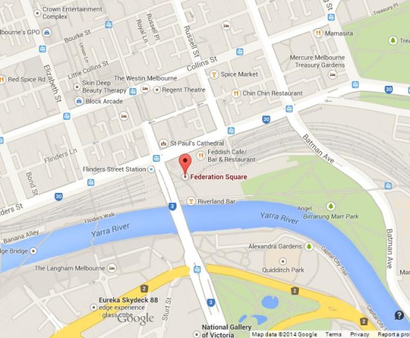 Where is Federation Square Area Map Melbourne