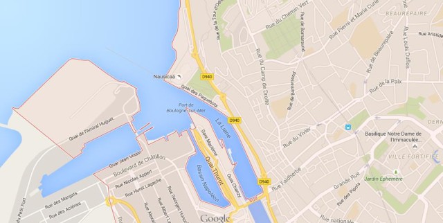 Map of Boulogne sur Mer France