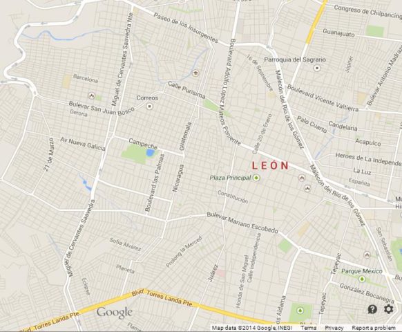 Map of Leon Mexico