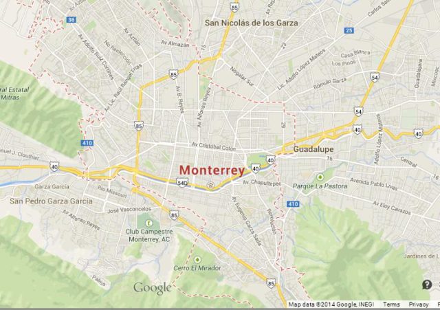 Map of Monterrey Mexico