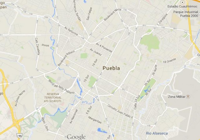 Map of Puebla Mexico